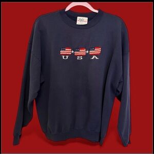 Vintage 90s AMERICAN FLAG SWEATSHIRT unisex navy color Xl